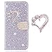 Produktbild Diamant Funkeln Glitzer Leder für Samsung M20,Bling BookStyle Slim Schutzhülle Folio Wallet Stand Card Slots Pocket Magnetverschluss Etui Case Hülle
