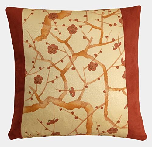 Cherry Blossom Cushion Cover, Copper &amp; Peach Decorative Pillow 40x40cm, Japanese Decor