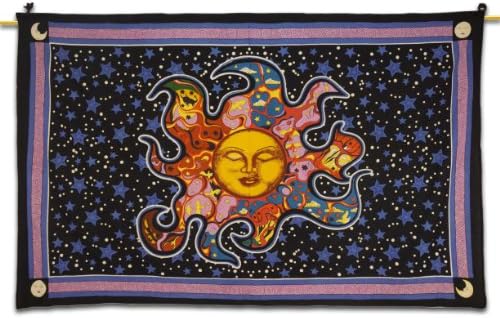 Sun Hippie Tapestry Home Decor Wall Hanging Black Table Runner Cotton Bed Cover Picnic Blanket Indian Art 84 X 54 Inches