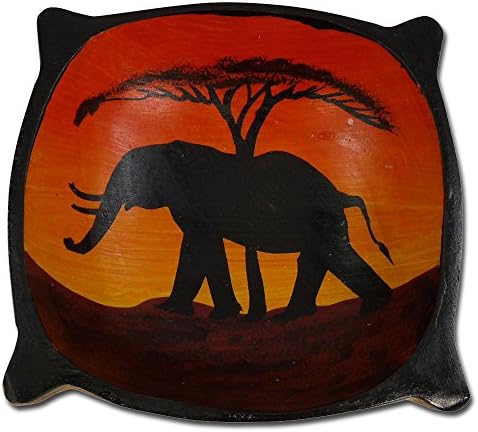 Round wooden bowl "Sunset", medium, elephant