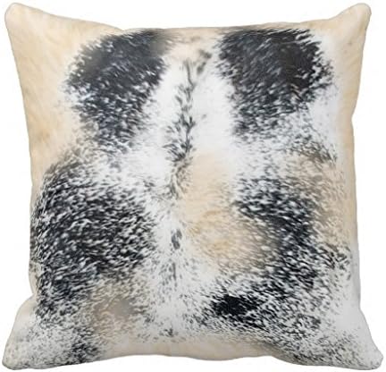 Tri Colored Cowhide Leather Look Throw Pillow Case 18" * 18"
