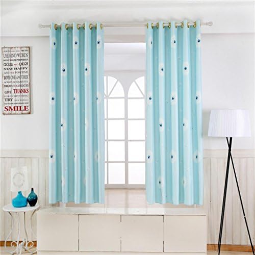 GFYWZ Curtains Polyester Polka dot Line Dandelion Printing Fabric Thickened Drape Noise Reducting Pleat Window Drapes Living Room Bedroom Bay Bedroom Short curtain (2 panels) , 2 , B