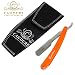 CANDURE® Professional Plastic Handle Traditional Straight Cut Throat Razor - Raptor Shavette - Hairdressing Styling Razor - Hair Shaver - Hair Cutting Trimmer Razor - Hair removal razor Stainless Steel - Men's shaving razor + Safety Pouch (ORANGE)
