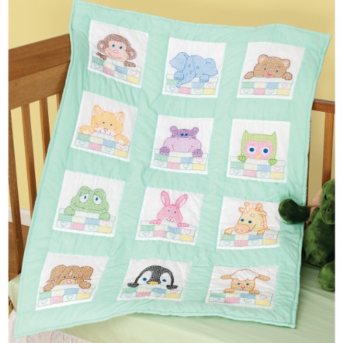 Stamped White Nursery Quilt Blocks 9"X9" 12/Pkg-Peek-A-Boo