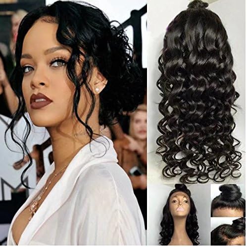 Brazilian Human Hair Wig Brazilian Ombre Wigs Lace Front Human Hair Wigs Loose Body Wave 180% Density Lace Wigs with Baby Hair(24 inch,1B)