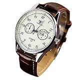 Fashion Herren Blue Ray Glas Armbanduhren Quarz analoge Uhr Weiß & Braun