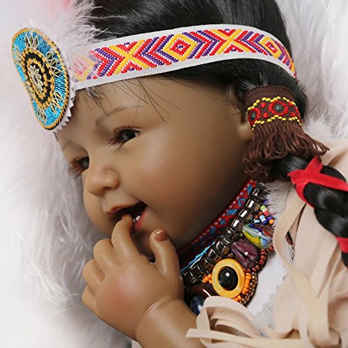 Nicery Reborn Baby Doll Indian Style Black Skin 22inch 55cm Simulation Silicone Vinyl Magnetic Mouth Lifelike Boy Girl Toy Smile