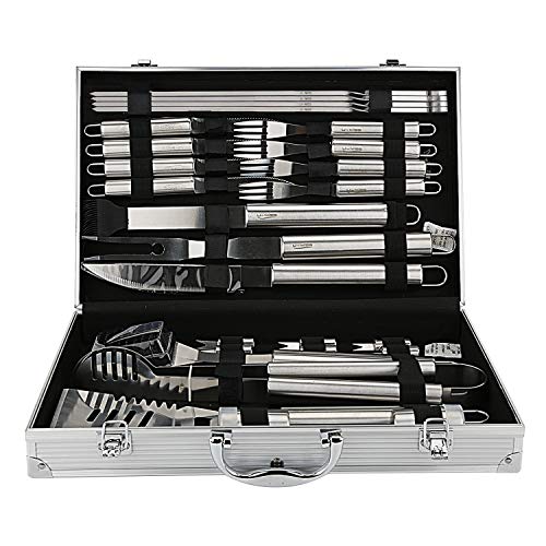 spécifications U-MISS Lot d'accessoires de Barbecue avec 26 Accessoires de Barbecue – Ustensiles en Acier Inoxydable avec étui en Aluminium – Kit Complet extérieur Griller