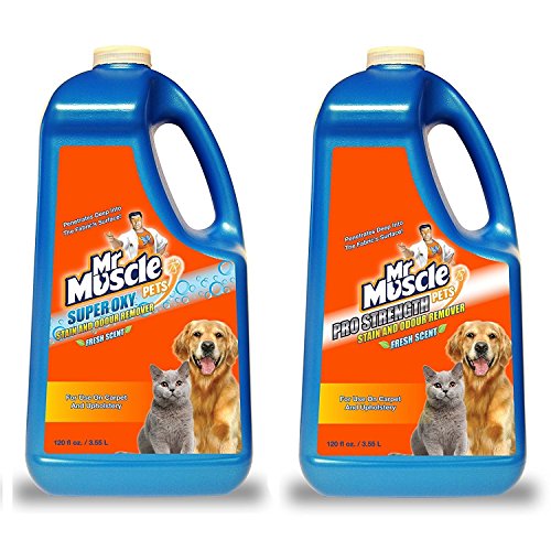 Mr-Muscle-Pets-Pro-Strength-and-Oxy-Action-Stain-Odour-Remover-Fresh-Scent-Patented-Formula-Professional-Strength-Cleaner-for-Use-On-Carpet-Nylon-Upholstery-and-Furniture-Pack-of-2