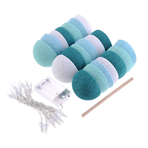 LianLe DIY 20 Stk LED Nachtlicht Deko Lichterkette Fairy Lights Kugellicht für Weihnachten Kinderzimmer Wedding Party Hochzeiten Tiffany Blau (A) - 3