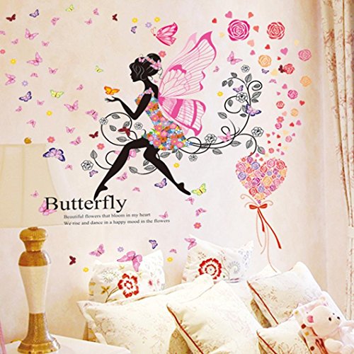 Oyedens Neue SchöNe Schmetterling Blumen-Fee Aufkleber Schlafzimmer Wohnzimmer WäNde - 2