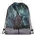Produktbild Printed Drawstring Backpacks Bags,Outer Space Nebula Galaxy Stars Mars Jupiter with A Tree On A Planet Print,Adjustable String Closure