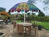 sombrillas indias comprar Tela: Algodón, Color - Multi Hare Krishna Sombrilla para jardín Estilo Indio Sombrilla para terraza de café al Aire Libre 177 x 228 Cm