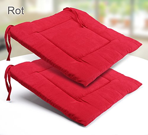 2 Stück Sitzkissen ca. 40x40x3 cm, Kissen Polster Stuhlkissen Sitzauflage gesteppt, Farbe wählbar - 2