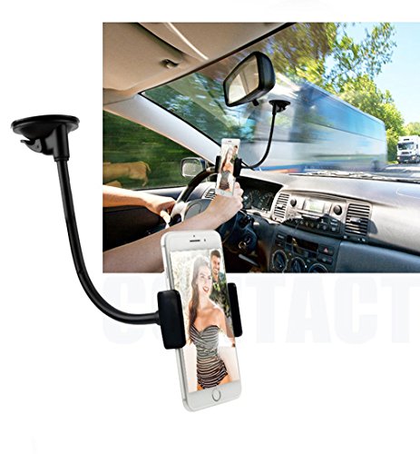 Supporto Auto Smartphone Universale,Porta Cellulare Auto Lungo Braccio Rotazione di 360 gradi,clip universale da 5 pollici per Smartphone iPhone 7/7 Plus/6/6s/5/5s /4s ecc.