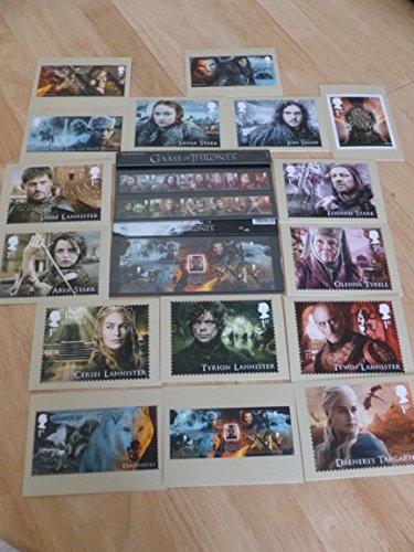 Games of Thrones Gift Set Inc Full set of Stamps Miniature Sheet set of 12 PHQ Stamp Cards 2018