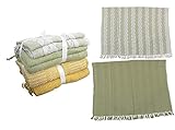 Lieferumfang: 2er Set 2er Set Kuscheldecke Decke Picknickdecke mit Fransen Shabby grün beige