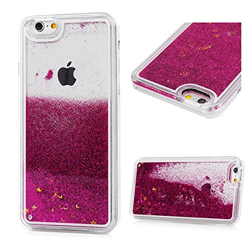 Badalink Iphone6/6S Slimcase Hülle PC Treibsand Flüssige Liquid Bling Hülle Case Glitzer Glitter Shiny Glanz Sparkle Sterne Star Weich Flexibel Einteilige Handyhülle Soft Leicht Stoßstangen Case Rosarot - 8