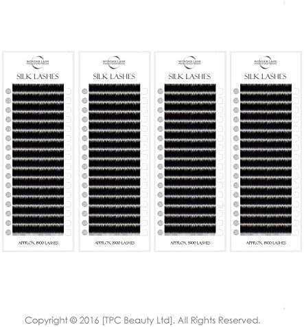 WonderLash® 4 Box Premium Silk Lash Set 0.20 Diameter Individual Eyelash Extensions Semi Permanent Eye Lashes (0.20 B 8+10+12+14)