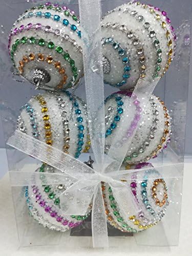 White Colourful Christmas Baubles Tree Decorations Ornaments Set
