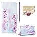 Produktbild SKYXD Sony Xperia M4 Aqua Hülle Leder Violett Lavendel Muster Folio Klappbar Handy Tasche Schutzhülle [Magnet / Brieftasche Kartenfach / Standfunktion] Klapphülle mit [Handyanhänger + Eingabestift] Zubehör Set für Sony Xperia M4 Aqua Case Bookstyle Flip Leather Cover With [Stylus and Dust Plug]