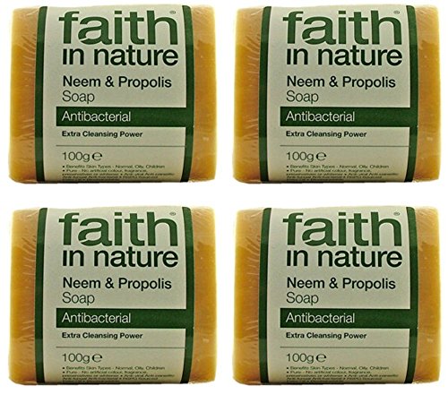 (4 PACK) - Faith in Nature - Neem & Propolis Pure Veg Soap | 100g | 4 PACK BUNDLE