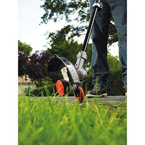 Black+Decker 18V 4.0Ah Akku-Rasentrimmer, Motorsense, Rasenkantenschneider mit Führungsrad, 30cm Schnittbreite, STC1840, schwarz orange - 4