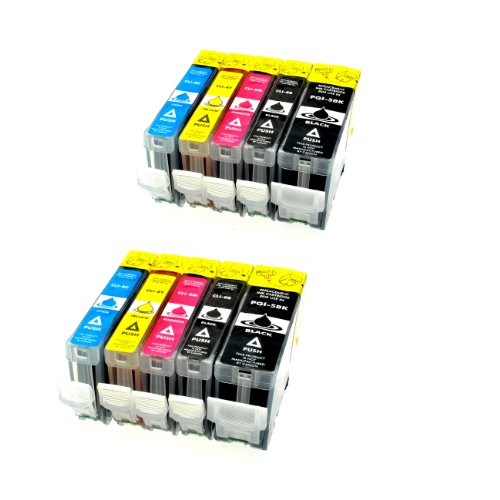 10 Tintenpatronen für Canon IP 4200 mit Chip - 2x bk 28 ml + je 2x bk/c/m/y 14 ml, kompatible Patronen