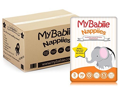 My Babiie Size 3 (4-9kg) Midi Nappies - 3 x Pack of 70 (210 Nappies)