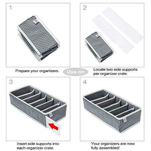 MIU COLOR® Aufbewahrungsboxen für Büstenhalter, Schublade Organizer, Schrank Organizer, Bra Unterwäsche 4er Set (Grau) - 4