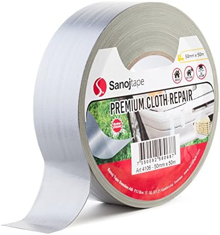 Silver Duct Tape 50mm x 50m Strong Gaffer Tape Sanojtape Professional Grade Repair Waterproof Backing Heavy Duty Sticky Cloth Indoor & Outdoor Tear by Hand by Sanojtape