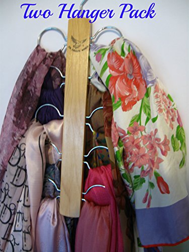 Scarf And Tie Holder for Your Fashion and Silk Scarves Great Closet Organizer for Shawls Wraps Pashminas Pack of 2 (Pair) Called "Hangin'N'Style" Wraps and Ties Display Beautifully on Space Saving Scarf Hanger Organize your Closet with this Scarf and Tie Rack