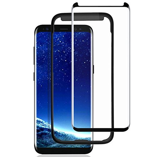 Samsung Galaxy S8 Protection écran, Quiusky Galaxy S8 plus Protecteur d'écran en Verre Trempé [Coque Compatible] Ultra Définition, Couverture Complète [Sans Bulles], Anti-Scratch, Découpe 3D Protection d'écran pour Samsung Galaxy S8 noir