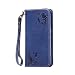 Produktbild Nancen Samsung Galaxy Note 5 / SM-N9200 (5,7 Zoll) Handyhülle, Luxus Marine blau Prägung Schmetterling und Blume Muster Flip Case PU Leder Tasche Ledertasche Etui Protective Schale Bookstyle Schutzhülle mit Standfunktion