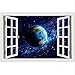 Produktbild WHXJ 3D Fenster Galaxy Wandaufkleber Abnehmbare Weltraum Wandtattoos Aufkleber Wohnkultur Wohnzimmer Tapeten 80X120 cm