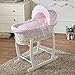 Pink Dimple White Wicker Deluxe Moses Basket & White Rocking Stand