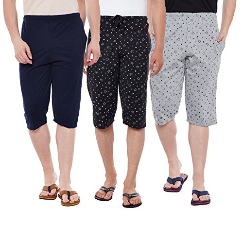 VIMAL JONNEY Cotton Multicolor Capris-3/4ths for Men(Pack of 3) (D13-NV_PRTB_PRTM_003-P) RS.600 (81.00% Off) - Amazon