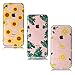 Price comparison product image KANTAS {Pack of 3} Soft Silicone Glitter Back Cover for iPhone 7 TPU Bumper Case Back Case Rubber Gel Skin Cover Flexible Clear Transparent Painting Pattern Cover for Apple iPhone 7(4.7"), Sunflower/Lemon/Green Leaves