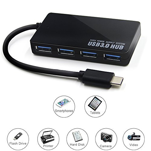 4-Port USB-C 3.0 Hub Extra Type-C USB 3.0 Superspeed Mini Hub Verteiler für New Macbook, Macbook Pro 2016, Google Chromebook Pixel, Asus Zenpad S 8.0 und weiteren Type-C kompatiblen Geräten - 2