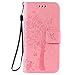 Produktbild pinlu® PU Ledertasche Etui Schutz Hülle für Honor 6C / Huawei Nova Smart Katze Baum Muster Design Lederhülle im Bookstyle Schale Flip Cover mit Kartenfach und Standfunktion (Rosa)