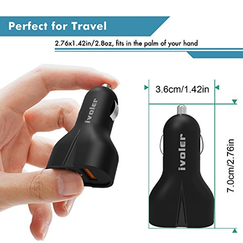 iVoler Dual Quick Charge 3 0 36W 2 Puertos USB Cargador de Coche  2 QC 3 0 Puerto  con 2 en 1 Cable Cargador Micro USB y Tipo C para Samsung Galaxy S9 S9 Plus S8 S8  S7 S7 Edge S6 S6 Edge Edge   iPhone X   8   8 Plus   7   6s Plus  5s  ASUS Zenfone 3   2  LG G5   G4  Sony Xperia Z5  HTC 10  A9 M8 M9  Nexus 6  Xiaomi Mi 5  iPad Tab y m  s