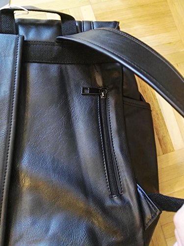 Koolertron Kunstleder Rucksack Vintage Schulranzen Student Schultasche Laptop(14 „) (Schwarz) - 3