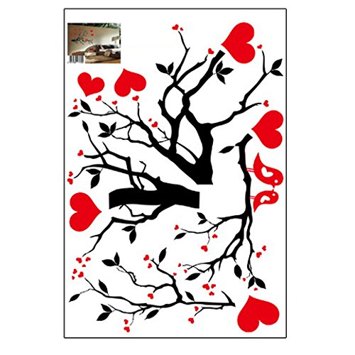ufengke® Romantische Liebe Vögel Baumzweig Wandsticker, Wohnzimmer Schlafzimmer Entfernbare Wandtattoos Wandbilder - 4