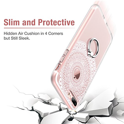 iPhone 7 Plus Case, ESR [Ring Holder Kickstand] Flexible TPU Bumper Case Shock Absorption with Anti Scratch Clear PC Back Floral Print Design Protective Case Cover for Apple iPhone 7 Plus 5.5