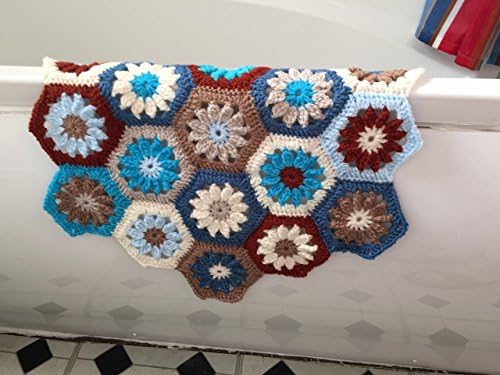 Crochet Bath Mat Brown/Blue