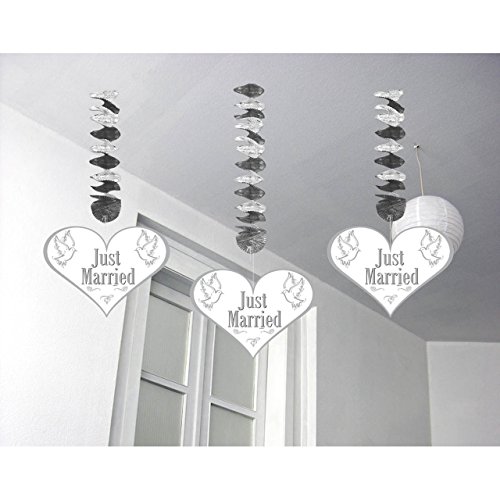 3 Rotor Spiralen als Deko zur Hochzeit Just Married