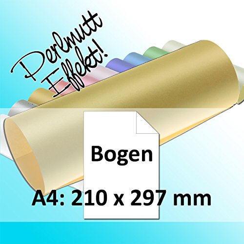 25x Artoz Perle - DIN A4 Bogen 120 g/m² - gold - glänzendes Papier - geliefert in Original Artoz PURE Box!