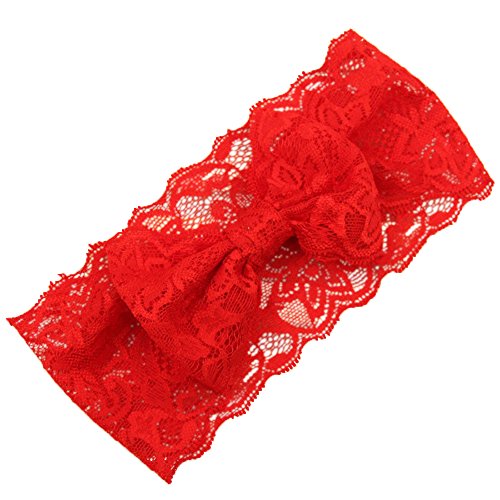 Sanwood Kids Baby Girl Lace Bowknot Headband Headwear (Red)
