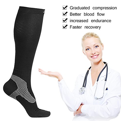 Chaussettes-de-Compression-pour-Hommes-Femmes-Courir-Infirmires-Voyage-en-Avion-Et-Maternit-Grossesse-Boost-Stamina-Circulation-Recovery1-Paire-Noir-Et-Rouge