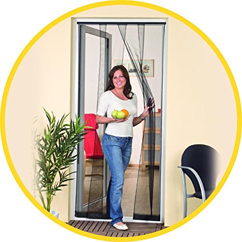 easy life Insektenschutz Tür Vorhang 125 x 240 cm Polyester Anthrazit Lamellenvorhang mit PVC Klemmleiste Fliegenvorhang - 6